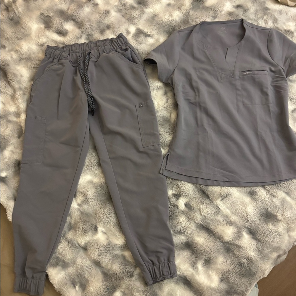 Jaanuu Slate Gray V-Neck Scrub Top